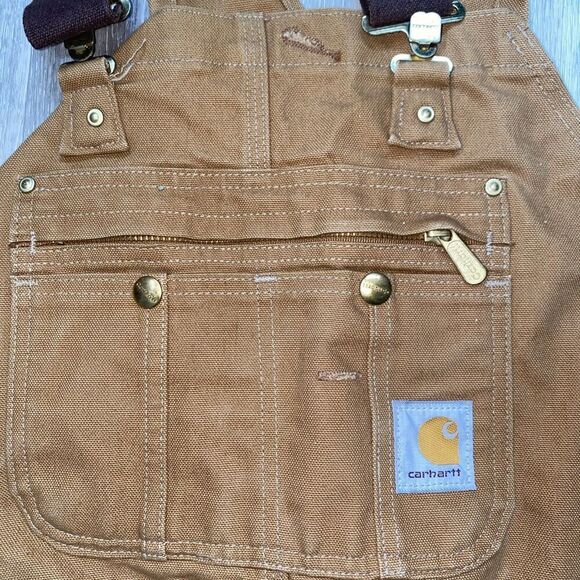 Carhartt R41 BROWN Duck Zip to thigh Bib Overalls QUILT LINED R41-brn 50”x30” - Picture 2 of 12